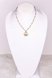 Peace Sign Beaded Necklace | Gold & Clear | Dylan Designs