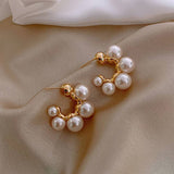 Pearl Elegant C Shape Hoop Earrings