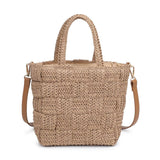 Chiara Woven Crossbody Bag | Tan with Vegan Leather Strap & Gold Hardware