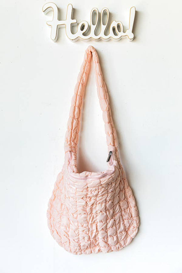 Big Puffer Tote Nylon Bag Blush Pink