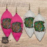 Aztec Print Feather Earring Pink