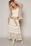 Floral Embroidered Belt – Cream & Ruby | Beaded Straw Buckle | Pol Clothing