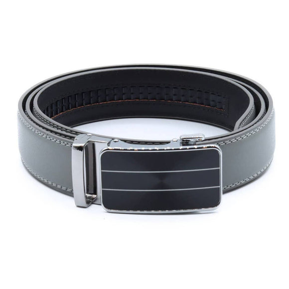 Mens Genuine Leather Sliding Buckle Ratchet Belt Navy Blue Multiple Sizes