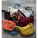 Large Nylon Crescent 3 Zipper Bag Beige