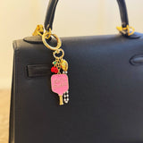 Pickleball Cherry Bag Charm Keychain Sweet Sporty Paddle Cherry Charms