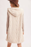 Bouclé Cable Knit Sherpa Hooded Vest | Ecru | S, M & L | V03298