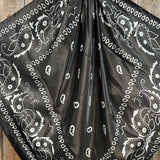 Black White Paisley Printed Western Southwestern Wild Rag Scarf Accent