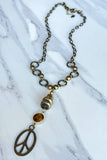Chandler Peace Sign Beaded Necklace | Gunmetal & Bronze | Dylan Designs