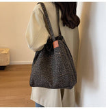 Leopard Print Shoulder Slouchy Tote Bag