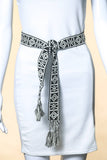 Boho Pattern Embroidered Braided Belt Black
