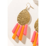 Protection's Radiance Hammered Gold Teardrop Fringe Earrings