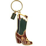 Lil Lady Cowgirl Country Western Enamel Keychain Rodeo Stud Paisley Boot