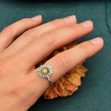 Artisan Sterling Silver Daisy Ring with Bronze Center