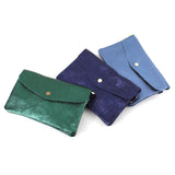 Metallic Italian Made Leather Clutch Crossbody Bag Brown Bronze