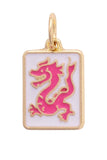 Dragon Mahjong Tile Charm | White & Pink Gold-Plated Pendant