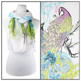 Silky Dress Scarf – Peacock White Multi