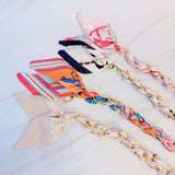Braided Scarf Chain Wristlet Phone Strap Bag Charm Gold Links