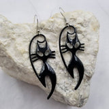 Halloween Goth Black Cat Dangle Earrings
