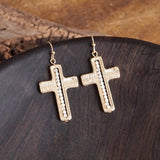 Minimalist Cross Dangle Earrings Worn Gold