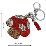Bling Crystal Red Mushroom Toadstool Tassel Keychain Keyring Bag Purse Charm