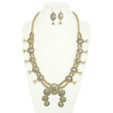 Western Squash Blossom Concho Necklace & Earring Set | Gold | 30" Chain