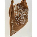 Boho Embroidered Shoulder Bag – Large Capacity with Adjustable Strap Brown
