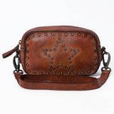 Spaghetti Western Becca Brown Genuine Studded Leather Crossbody Bag - Western Style