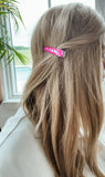 Western Hair On Cowhide Hair Clip Barrette: WHITE + TURQUOISE