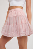 Pink Ruffle Tiered Tulle Tutu Mini Skirt