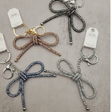 White Silver Mesh Coquette Bow Keychain Bag Charm