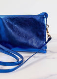 Liz 3 Compartment Crossbody Bag Metallic Royal Blue