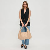 Victoria Woven Vegan Leather Hobo Bag | Natural