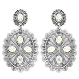 Western Celestial Crystal Post Earrings | Silver | 2.5" Drop