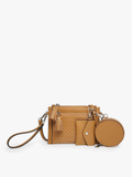 Mirabel Woven Double Zip Crossbody Wallet | Camel