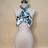 Turquoise Concho Longhorn Print Silky Wild Rag | Black/Ivory/Turquoise