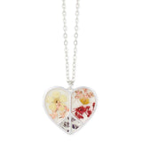 Pressed Flower Peace Heart Necklace — Silver