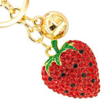Bling Metal Rhinestone Red Strawberry Keychain Bag Charm