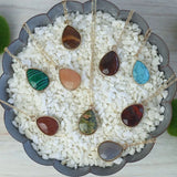 Crimson Natural Agate Stone Teardrop Pendant Layering Necklace