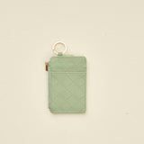 Keychain Key Ring Card Slot Woven Wallet Sage Green