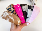Genuine Cowhide Leather Headband | Leopard Print | One of a Kind