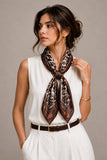 Brown Rose Border Square Scarf, 35.4 x 35.4 in