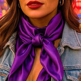 Purple Solid Color Western Southwestern Wild Rag Scarf Accent