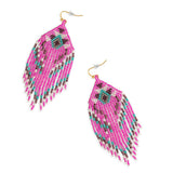 Ma-Apoli Beaded Drop Earrings in Magenta, Turquoise & Bourbon