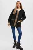 Color Block Lightweight Quilted Button Front Jacket Olive