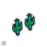 Turquoise and Silver Cactus Earring 3 Piece Set