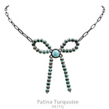 Western Navajo Bead Bow Chain Necklace Copper Silver Turquoise