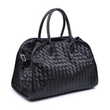Rhonda Woven Vegan Leather Tote Bag | Black