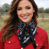 Lucky Cards Wild Rag Scarf | Black & Red | 35"x35" | WR3433