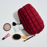 Cloud Nine Quilted Puffer Nylon Cosmetic Pouch in Burgundy