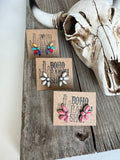 Southwestern Western Stud Post Earrings White